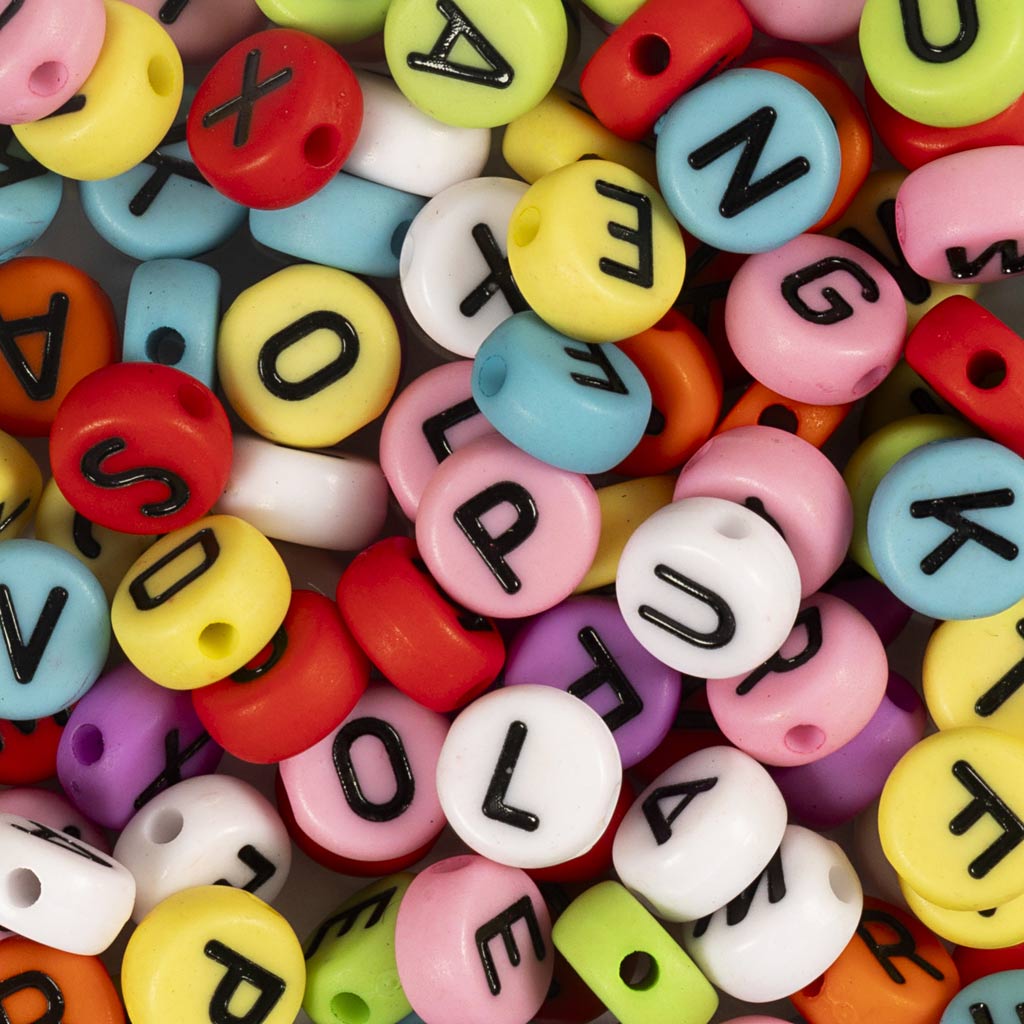 Creativ Company Round Letter Perlen verschiedene Farben, 25 Gramm