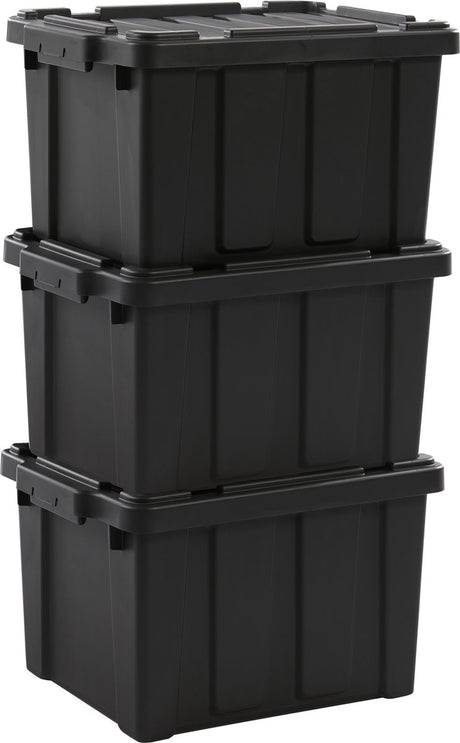 Iris Powerbox robuste Aufbewahrungsbox - 21l - Kunststoff - schwarz - 3er-Set