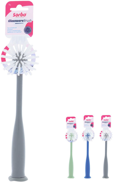Sorbo Glasspülbürste – Glasbürste mit Saugnapf – sortiert – für Gläser, Tassen und Vasen