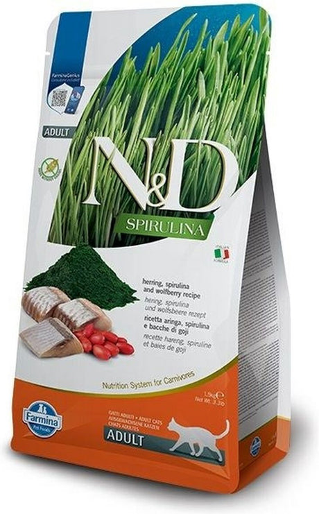 Farmina Katzenfutter und Spirulina-Hering, Katzenminze für Erwachsene, 1,5 kg