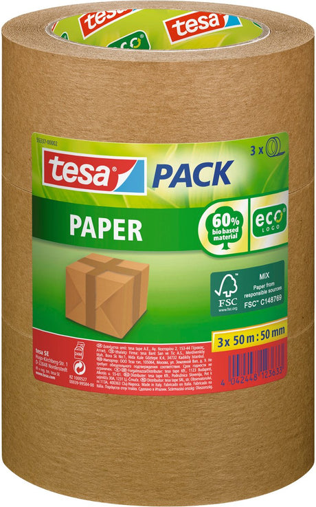 Tesa Verpackungsband braun – 3 x 50 m x 50 mm