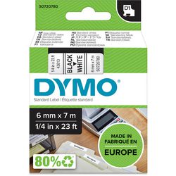 Dymo-Bänder 43613, Polyester, Schwarz und Weiß, 6 mm x 7 m, glänzend