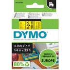Bänder Dymo D1 Polyester 6mmx7m schwarz-gelb glänzend