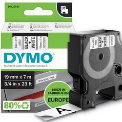 Dymo-Bänder D1 Polyester 19 mm x 7 m schwarz und weiß glänzend