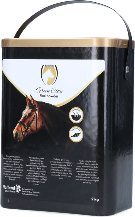 Holland animal care groene klei poeder fijn - mineralen en voedt en beschermt de huid - paarden - 2kg