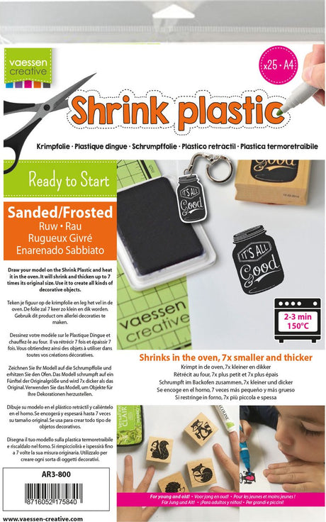 Vaessen creative krimpfolie - a4 - sanded frosted - 25 stuks