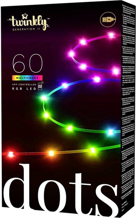 Twinkly Dots – App-gesteuertes flexibles LED-Lichtkabel 60 RGB (16 Millionen Farben), 3 Meter transparentes Kabel
