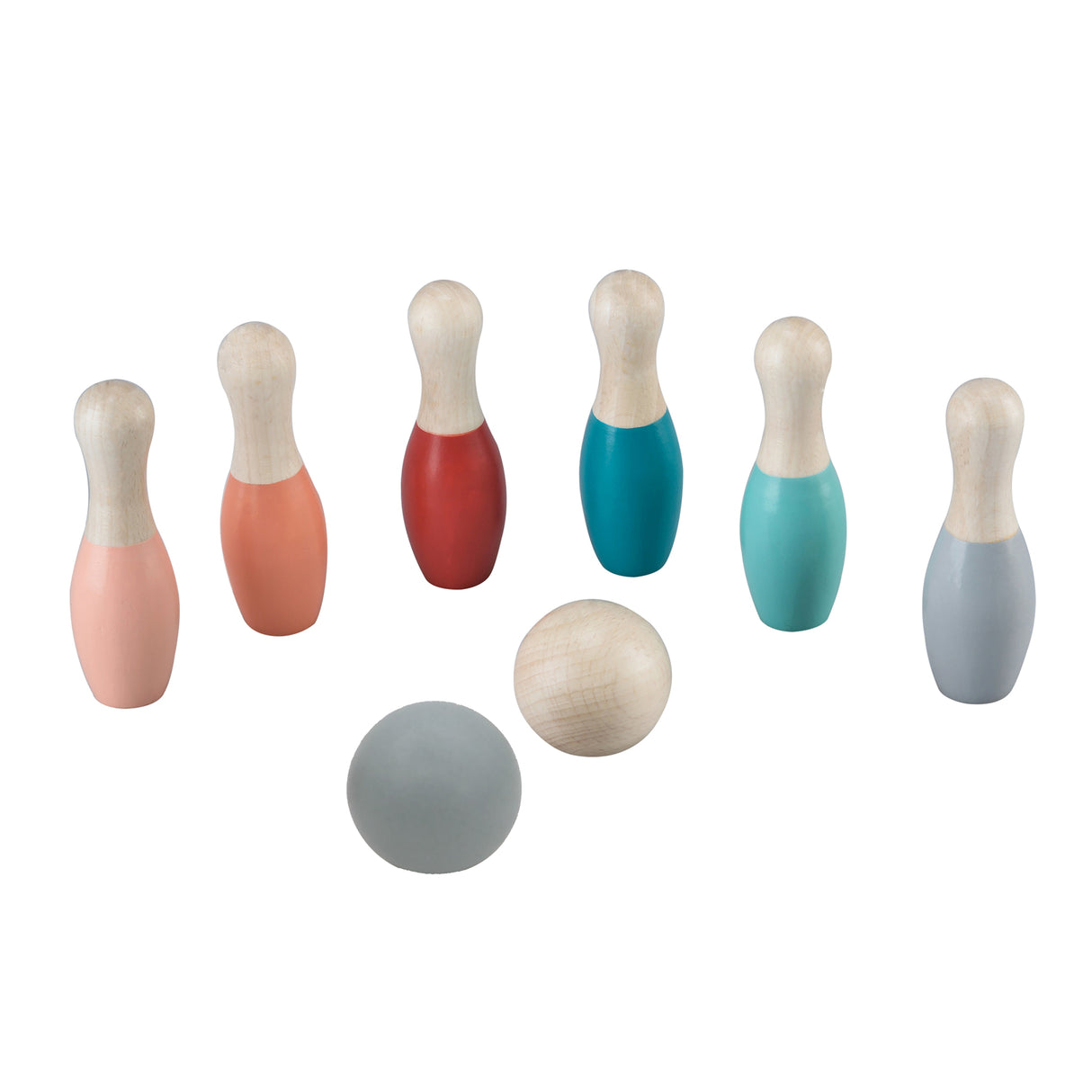 Bowlingset für Kinder aus Holz - Pastell