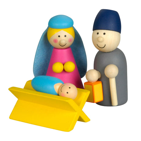 Holzkrippe mit Spielfiguren