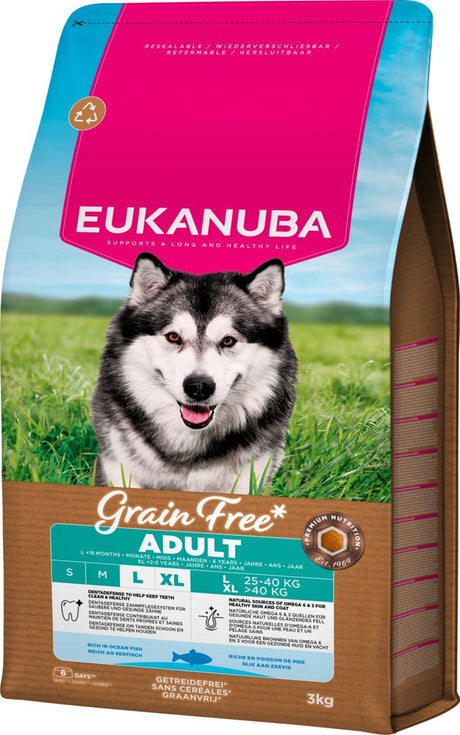 Eukanuba grain free adult large breed zeevis - hondenvoer - 3 kg