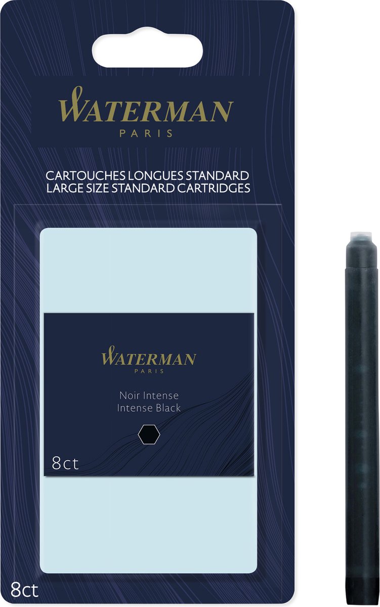 Waterman – Füllfederhalter-Tintenpatronen | lange internationale | intensives Schwarz | 8 Tintenpatronen
