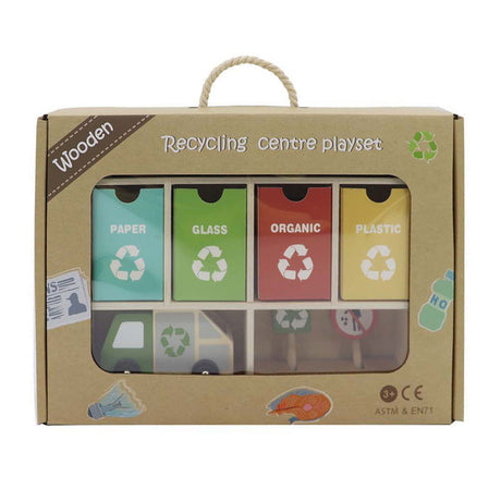 Spielset für ein Recyclingzentrum aus Holz