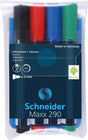 Schneider Schreibgeräte Schneider Whiteboard-Marker – Maxx 290 – runde Spitze – 4 Stück – für Whiteboard und Flipchart – S-129094