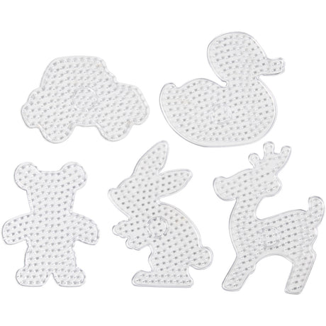 Creativ Company Grundplatte, Teddybär, Auto, Rentier, Ente und Hase, Größe 16x19,5-19x24 cm, Jumbo, klar, 5 Stück 1 Box