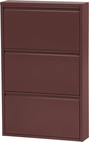 Woood sabine 3-vaks schoenenkast - metaal - bordeauxrood - 103x66x16