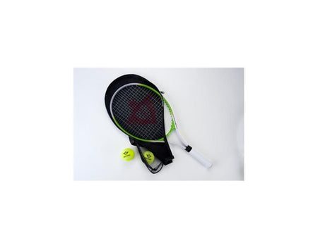 Tennisschläger mit Abdeckung und 2 Kugeln - grün