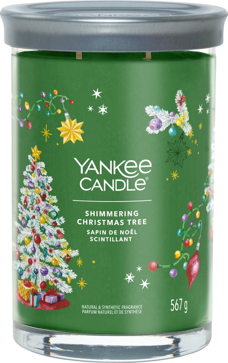 Yankee Candle – schimmernder Weihnachtsbaum, großes Glas, Duftkerze – 100 Brennstunden – zwei Dochte