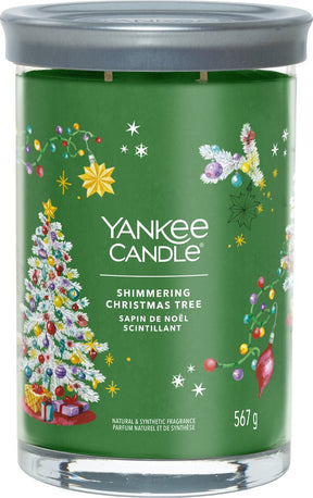 Yankee Candle – schimmernder Weihnachtsbaum, großes Glas, Duftkerze – 100 Brennstunden – zwei Dochte