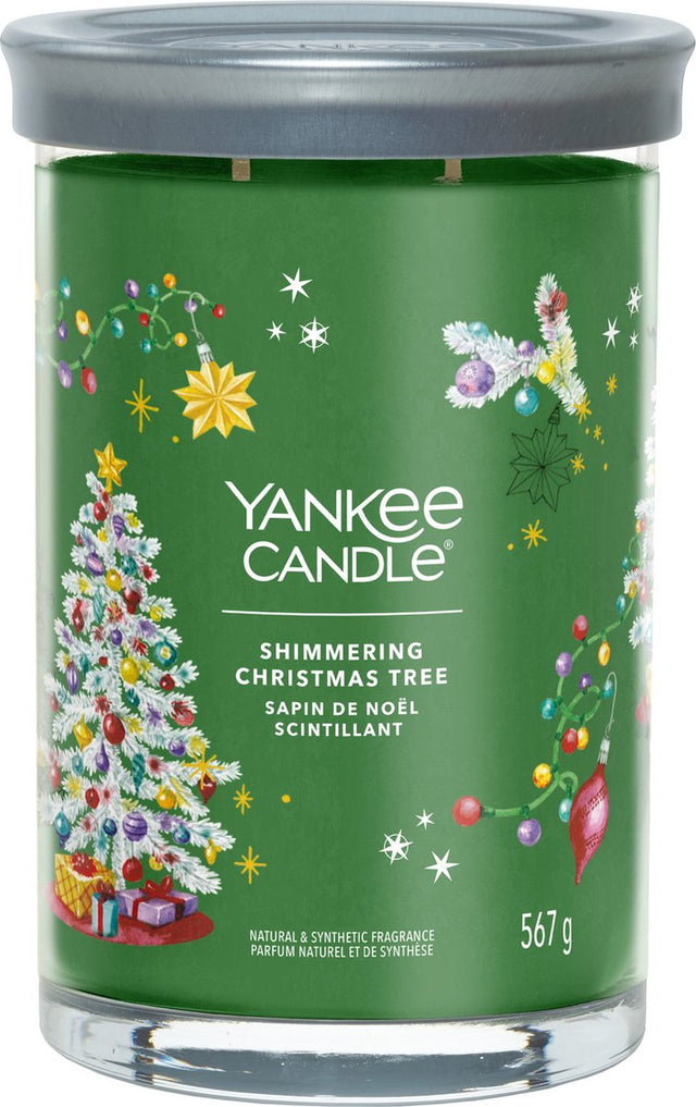 Yankee Candle – schimmernder Weihnachtsbaum, großes Glas, Duftkerze – 100 Brennstunden – zwei Dochte