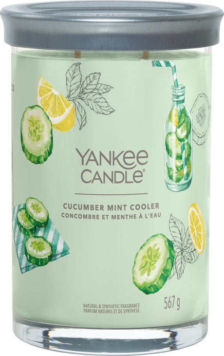 Yankee candle - cucumber mint cooler large tumbler geurkaars - 100 branduren - twee lonten