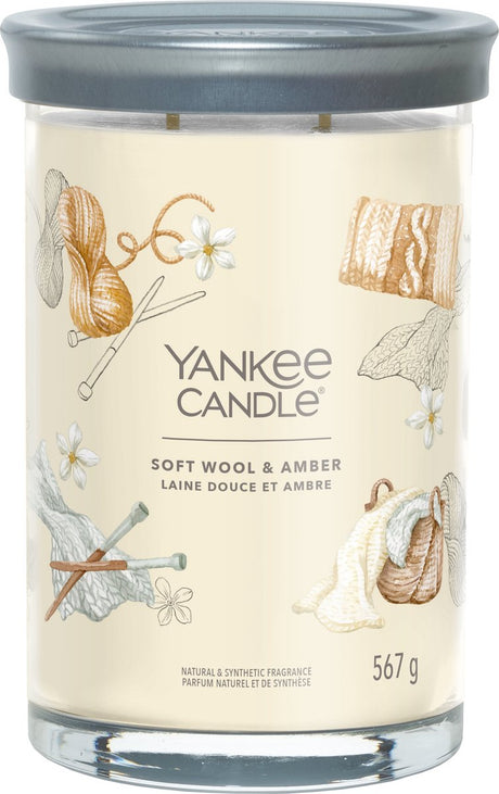 Yankee Candle – Duftkerze aus weicher Wolle, Bernstein, großes Glas – 100 Brennstunden – zwei Dochte