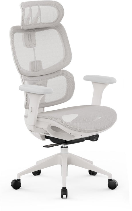 Sense7 nobu - bureaustoel - ergonomisch - rugleuning van gaas 3d-armleuningen - draaistoel - flowtechswing - lichtgrijs