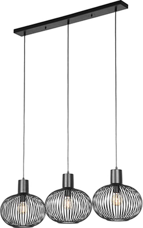 Trio gila - hanglamp - zwart mat - excl. 3x e27 4 w - plafondbevestiging - in hoogte verstelbaar
