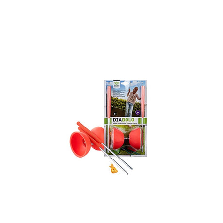 Engelhart Gummi-Diabolo mit Metallstäben – fluoreszierendes Rot