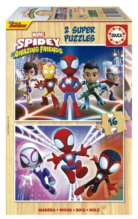 Educa Holzpuzzle Spidey sind tolle Freunde 2x16 Teile.