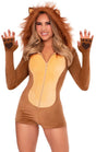 Leg avenue - comfy lion ultrasoft velvet romper kostuum - m - bruin
