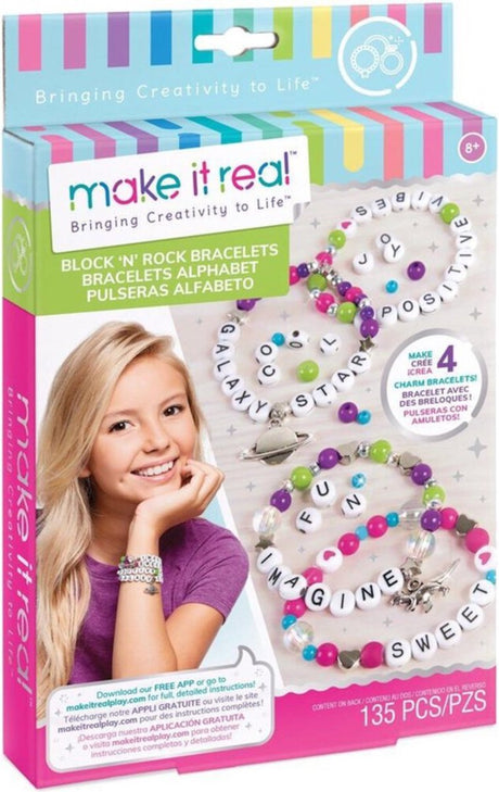 Machen Sie es wahr – DIY-Blockbuchstaben-Schmuckset – stellen Sie 4 einzigartige Armbänder mit Buchstaben her