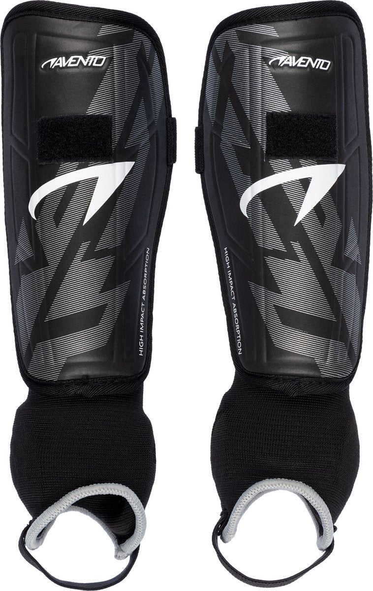 Avento scheenbeschermers - pro-style - zwart zilver - maat s