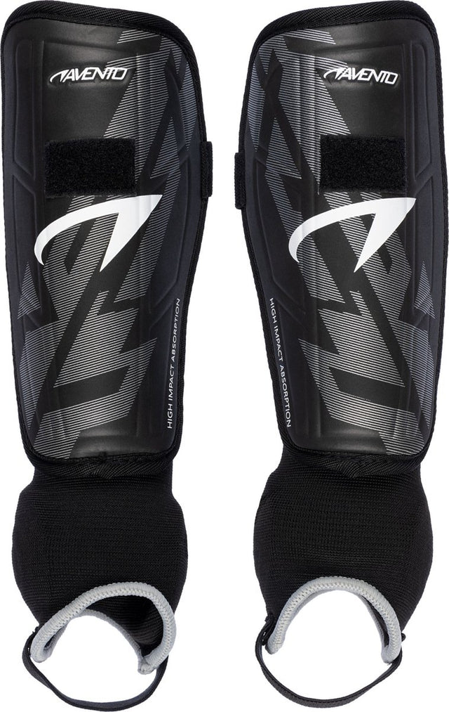 Avento scheenbeschermers - pro-style - zwart zilver - maat s