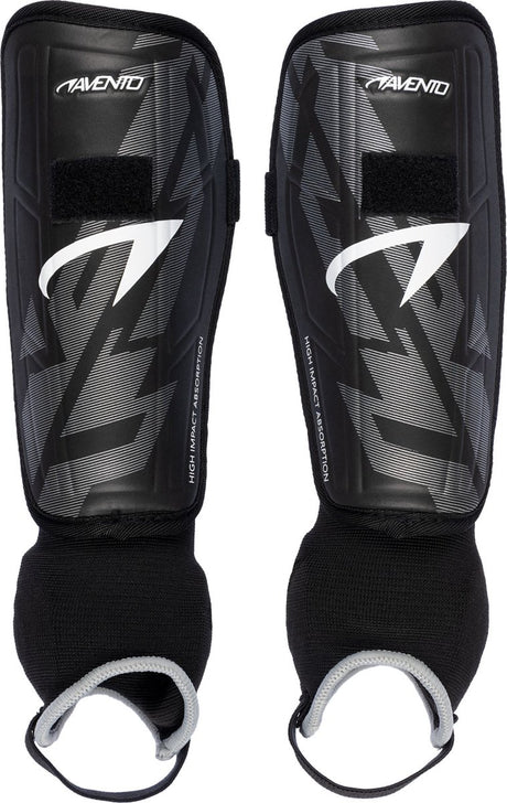 Avento scheenbeschermers - pro-style - zwart zilver - maat m