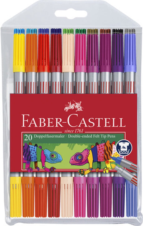 Faber-Castell Filzstifte – mit zwei Spitzen – Kunststoffetui mit 20 Farben – fc-151119