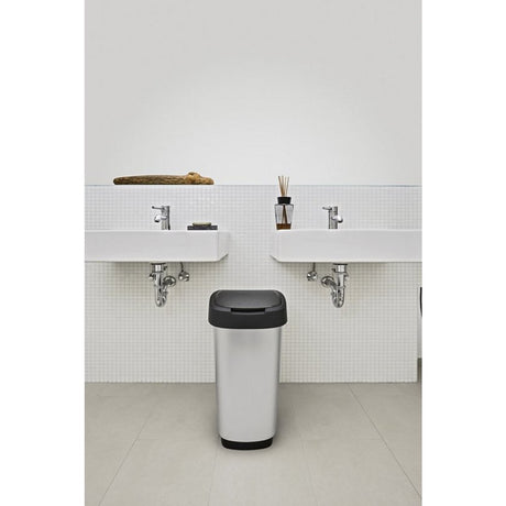 Rotho Twist Abfallbehälter 25l Silbermetallic