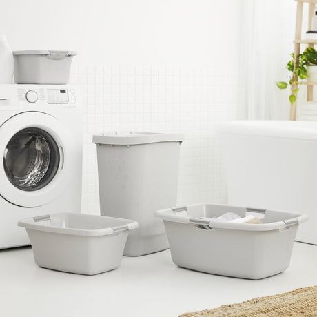 Rotho Blumen Wäschekorb 12l Cool Grey