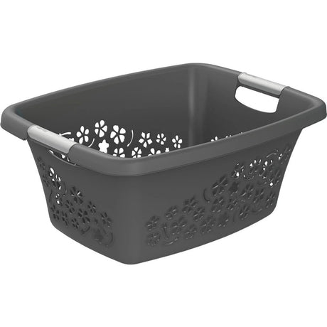 Rotho Blumen Wäschekorb 25l Anthrazit