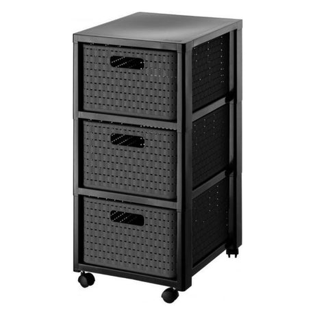 Rotho Country-Serie – Lagerregal – Anthrazit – 3 Schubladen – Kunststoff