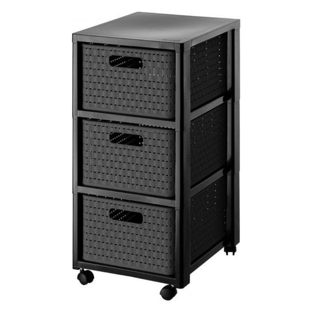 Rotho Country-Serie – Lagerregal – Anthrazit – 3 Schubladen – Kunststoff