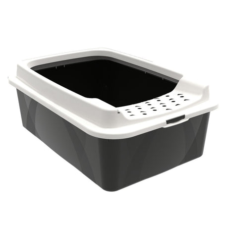 Rotho Eco Bonnie Katzentoilette mit oberem Eingang in schwarzem Sand