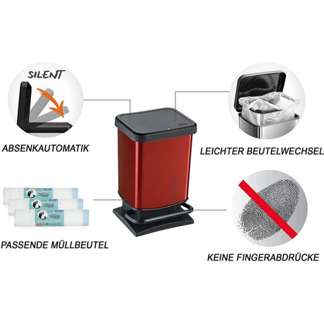 Rotho Paso Treteimer 20l rot metallic