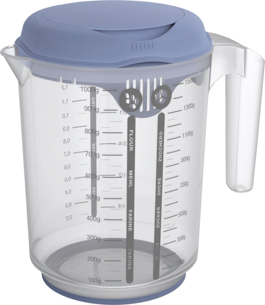 Rotho Fresh Mixbecher mit Spritzdeckel 1,5l Horizontblau