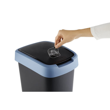 Rotho Twist Swing - Mülleimer 10l mit Klappdeckel - Recycling-Müllsammler - BPA-frei - Schwarz Dunkelblau