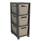 Rotho Pina Kommode mit 3 Schubladen 77x36,6x29,6 cm Cappuccino-Anthrazit