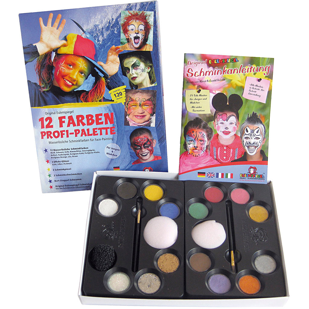 Eulenspiegel Make-up-Set mit Schritt-für-Schritt-Anleitung, verschiedene Farben, 1 Set