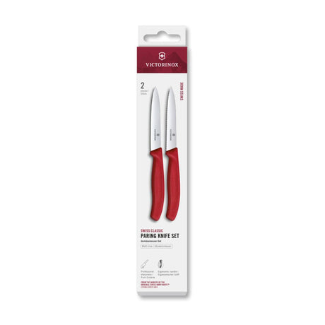 Victorinox Schälmesser 2 Stück glatt gezahnt rot