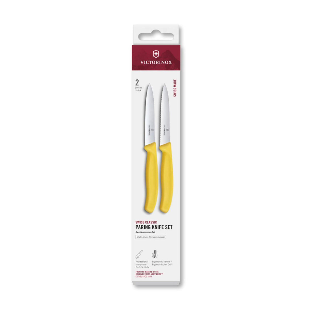 Victorinox Schälmesser 2 Stück glatt gezahnt gelb