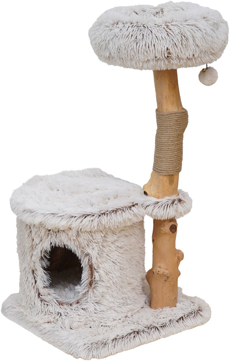 Ebi Kratzbaum Manila Langhaarplüsch beige 40 x 40 x 80 cm - Katze
