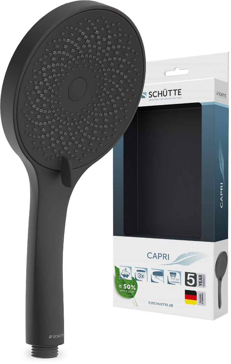 Schütte Capri Handbrause - Runder Duschkopf - Mattschwarz